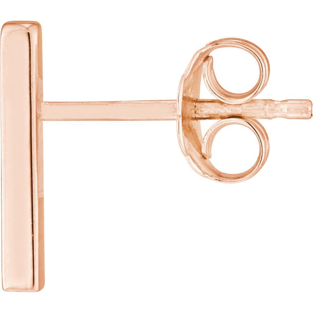 Olas d'Oro - 14K Rose Gold Mini Staple Bar Earrings with Post Back Closure - 1.03g Total Weight