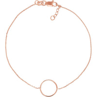 Olas d'Oro - 14K Rose Gold Open Circle Adjustable Bracelet - 1.04g Weight