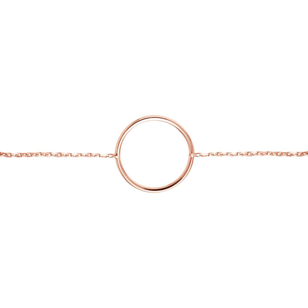 Olas d'Oro - 14K Rose Gold Open Circle Adjustable Bracelet - 1.04g Weight