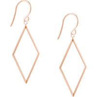Olas d'Oro - 14K Rose Gold Open Diamond-Shaped Dangle Earrings - 1.61g Total Weight