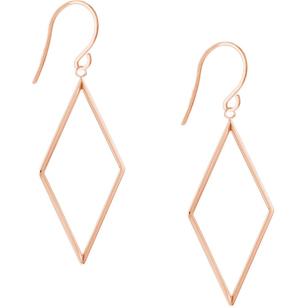 Olas d'Oro - 14K Rose Gold Open Diamond-Shaped Dangle Earrings - 1.61g Total Weight