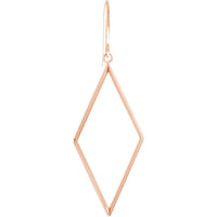 Olas d'Oro - 14K Rose Gold Open Diamond-Shaped Dangle Earrings - 1.61g Total Weight
