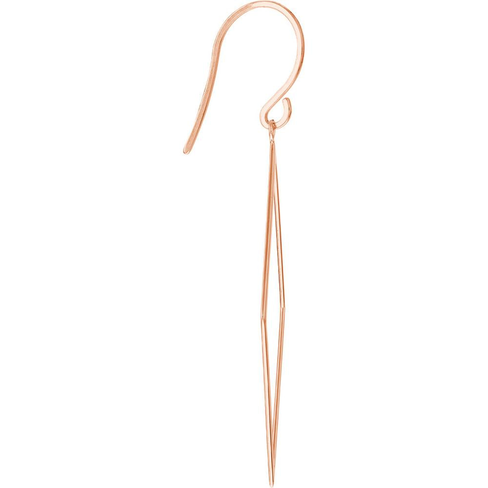 Olas d'Oro - 14K Rose Gold Open Diamond-Shaped Dangle Earrings - 1.61g Total Weight