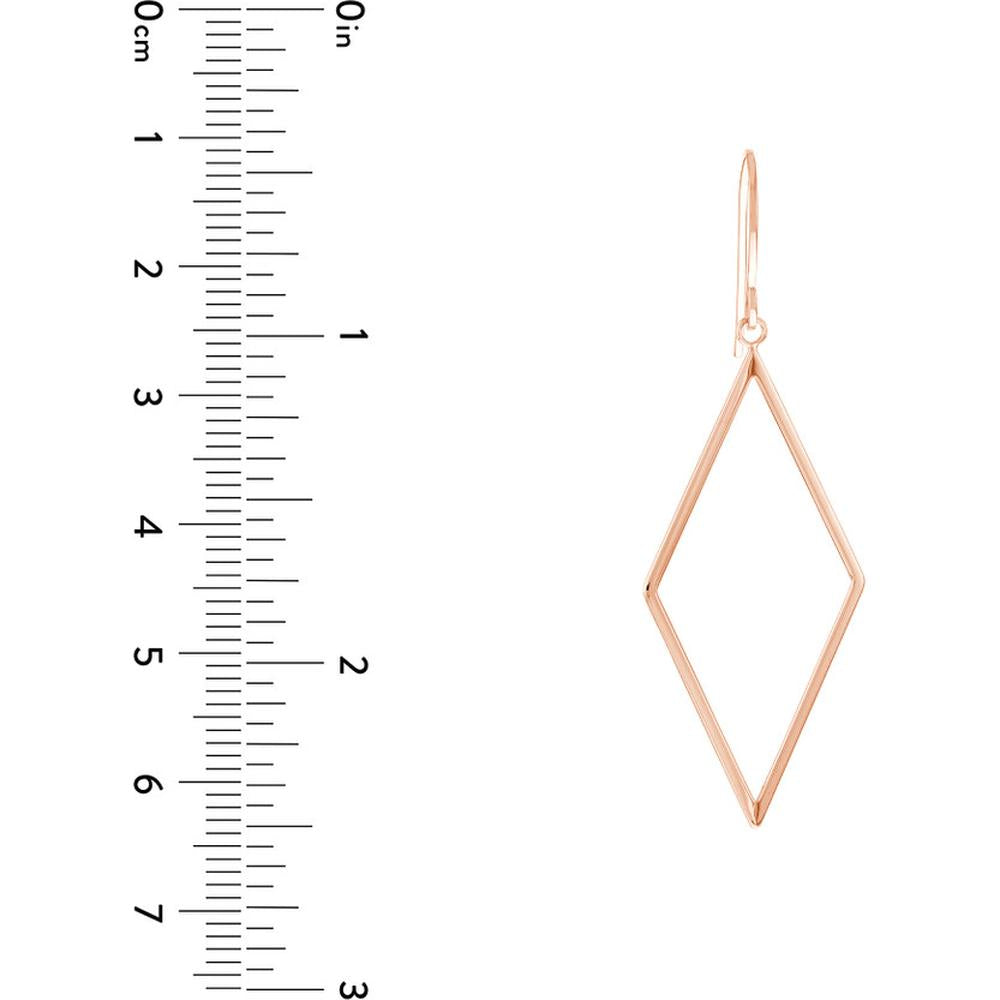 Olas d'Oro - 14K Rose Gold Open Diamond-Shaped Dangle Earrings - 1.61g Total Weight