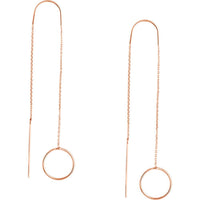 Olas d'Oro - 14K Rose Gold Open Disc Threader Earrings - Elegant Lightweight Design