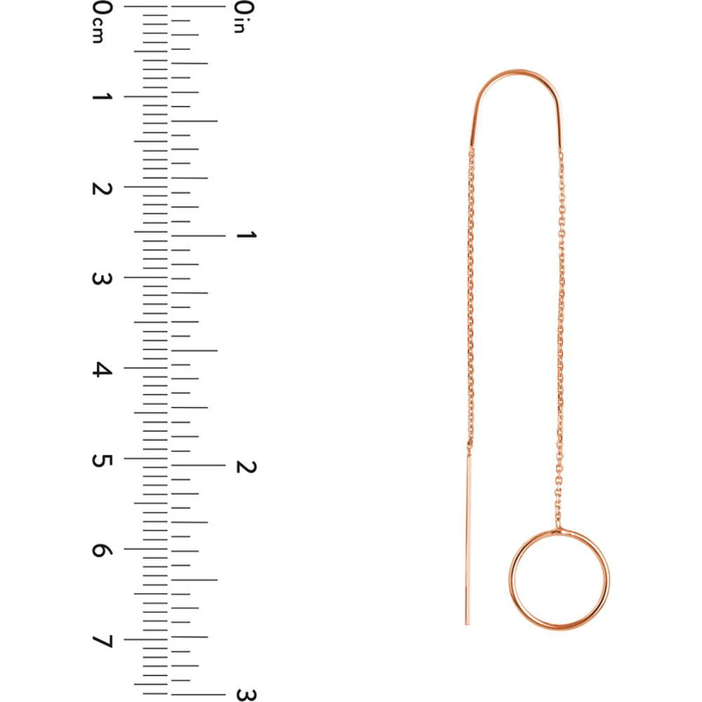 Olas d'Oro - 14K Rose Gold Open Disc Threader Earrings - Elegant Lightweight Design