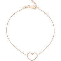Olas d'Oro - 14K Rose Gold Open Heart Adjustable Bracelet with Lobster Clasp - 1.15g