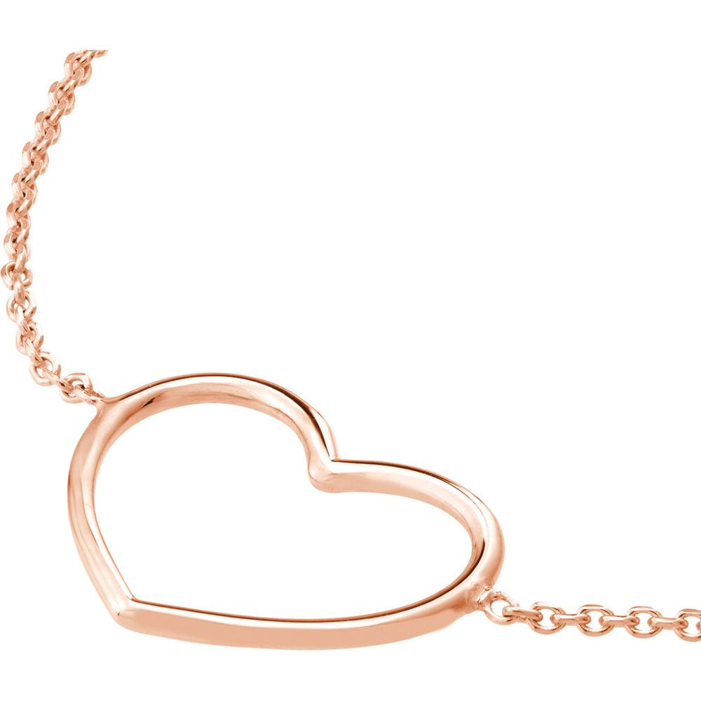 Olas d'Oro - 14K Rose Gold Open Heart Adjustable Bracelet with Lobster Clasp - 1.15g