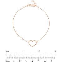Olas d'Oro - 14K Rose Gold Open Heart Adjustable Bracelet with Lobster Clasp - 1.15g