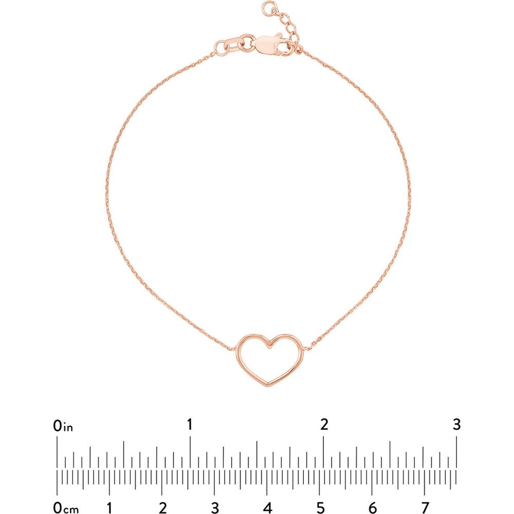Olas d'Oro - 14K Rose Gold Open Heart Adjustable Bracelet with Lobster Clasp - 1.15g