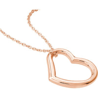 Olas d'Oro - 14K Rose Gold Open Heart Pendant Necklace Adjustable 2.80g Weight