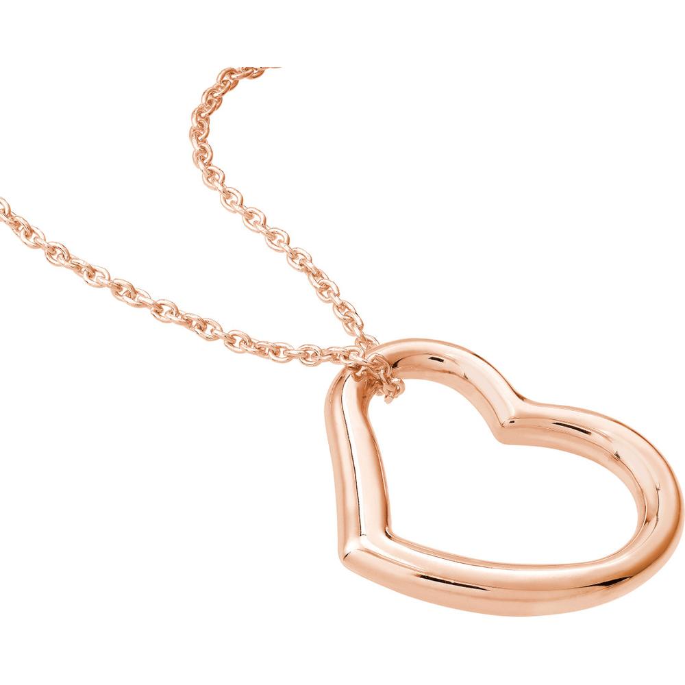 Olas d'Oro - 14K Rose Gold Open Heart Pendant Necklace Adjustable 2.80g Weight