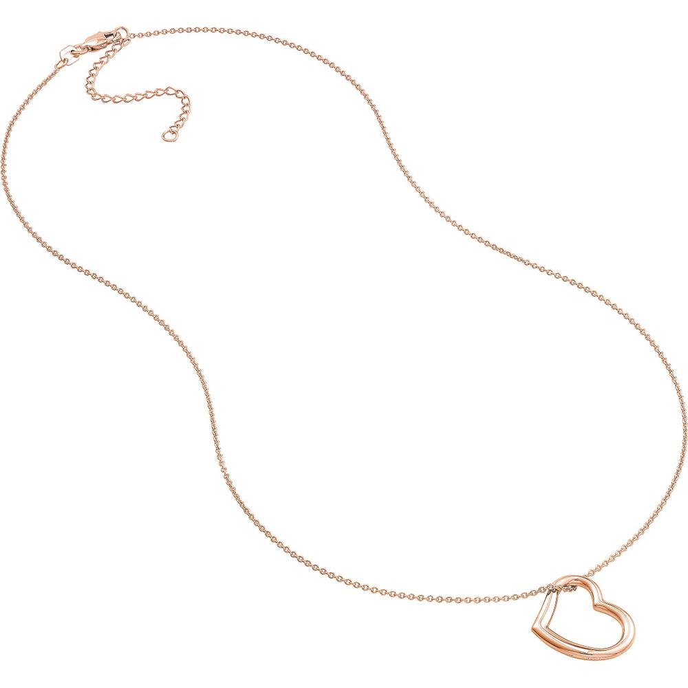 Olas d'Oro - 14K Rose Gold Open Heart Pendant Necklace Adjustable 2.80g Weight