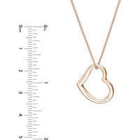 Olas d'Oro - 14K Rose Gold Open Heart Pendant Necklace Adjustable 2.80g Weight