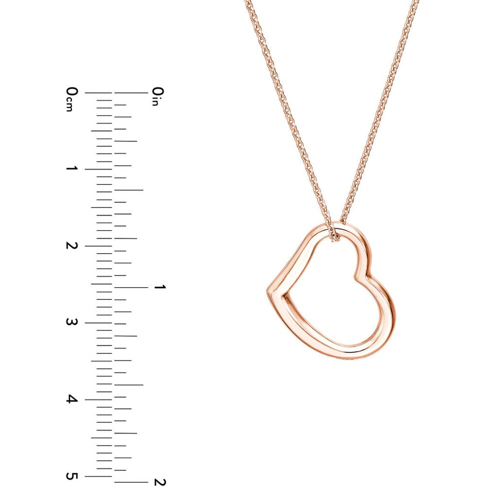 Olas d'Oro - 14K Rose Gold Open Heart Pendant Necklace Adjustable 2.80g Weight