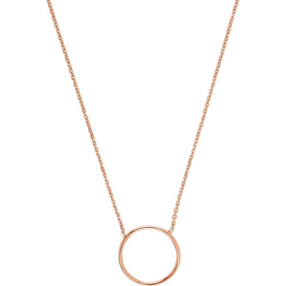 Olas d'Oro - 14K Rose Gold Open Wire Circle Pendant Adjustable Necklace  1.75g