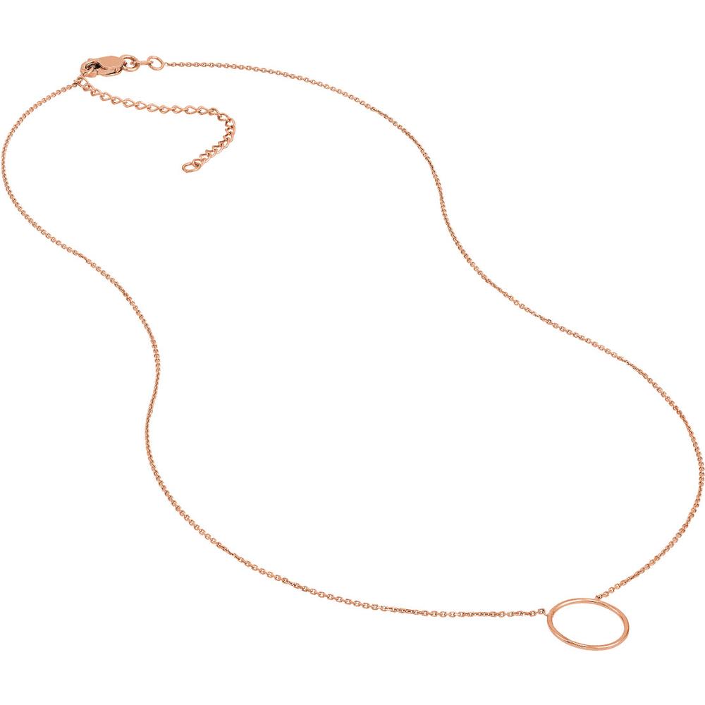 Olas d'Oro - 14K Rose Gold Open Wire Circle Pendant Adjustable Necklace  1.75g