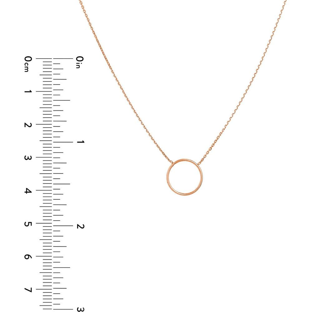 Olas d'Oro - 14K Rose Gold Open Wire Circle Pendant Adjustable Necklace  1.75g
