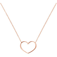 Olas d'Oro - 14K Rose Gold Open Wire Heart Adjustable Necklace - 1.89g Total Weight