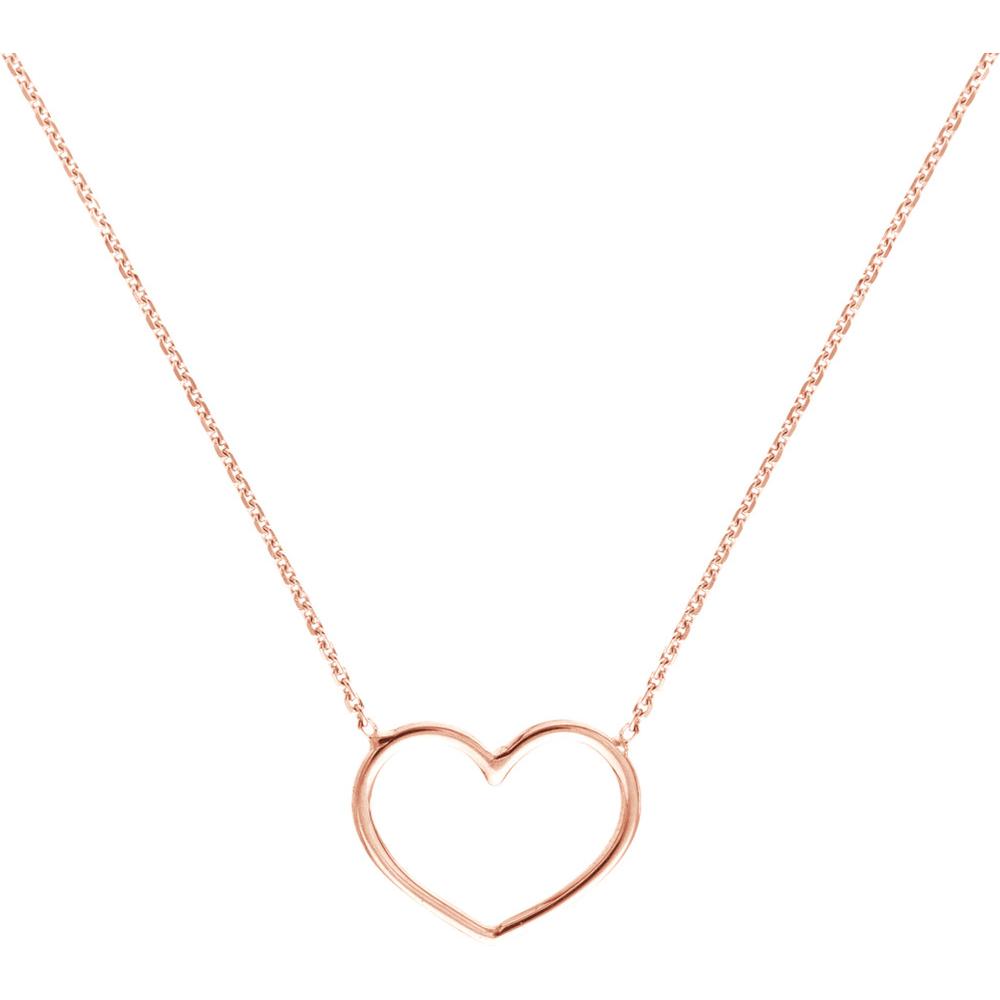 Olas d'Oro - 14K Rose Gold Open Wire Heart Adjustable Necklace - 1.89g Total Weight
