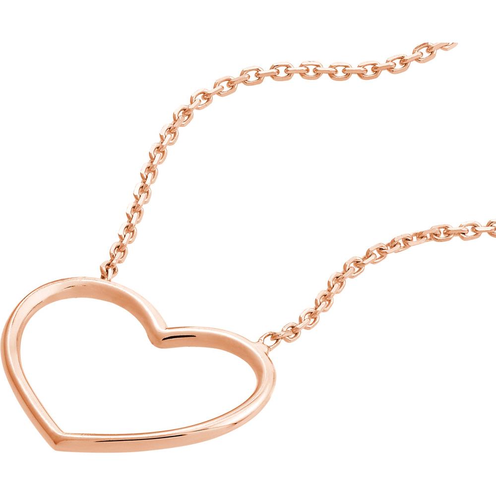 Olas d'Oro - 14K Rose Gold Open Wire Heart Adjustable Necklace - 1.89g Total Weight