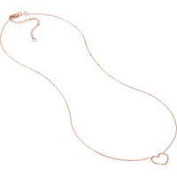Olas d'Oro - 14K Rose Gold Open Wire Heart Adjustable Necklace - 1.89g Total Weight