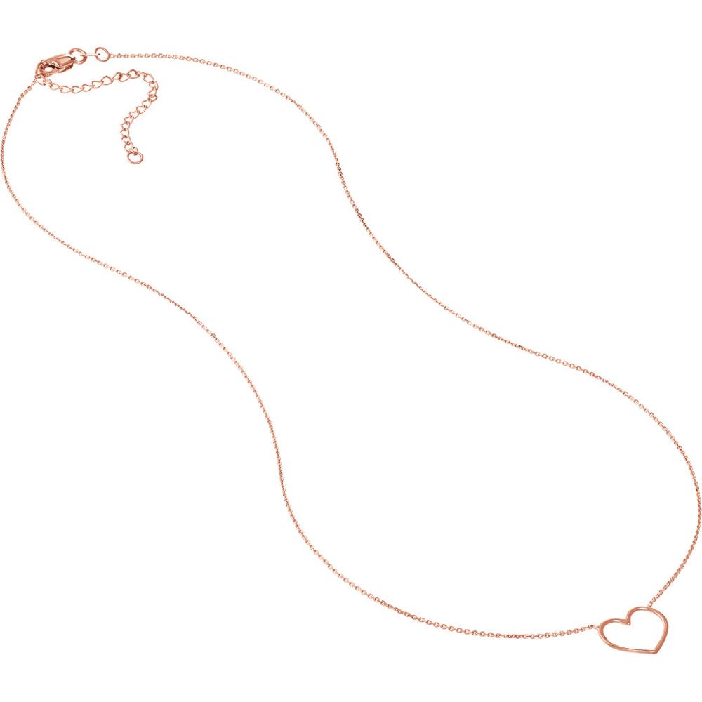Olas d'Oro - 14K Rose Gold Open Wire Heart Adjustable Necklace - 1.89g Total Weight