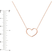 Olas d'Oro - 14K Rose Gold Open Wire Heart Adjustable Necklace - 1.89g Total Weight