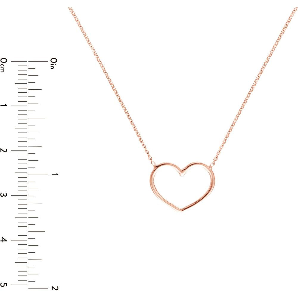 Olas d'Oro - 14K Rose Gold Open Wire Heart Adjustable Necklace - 1.89g Total Weight