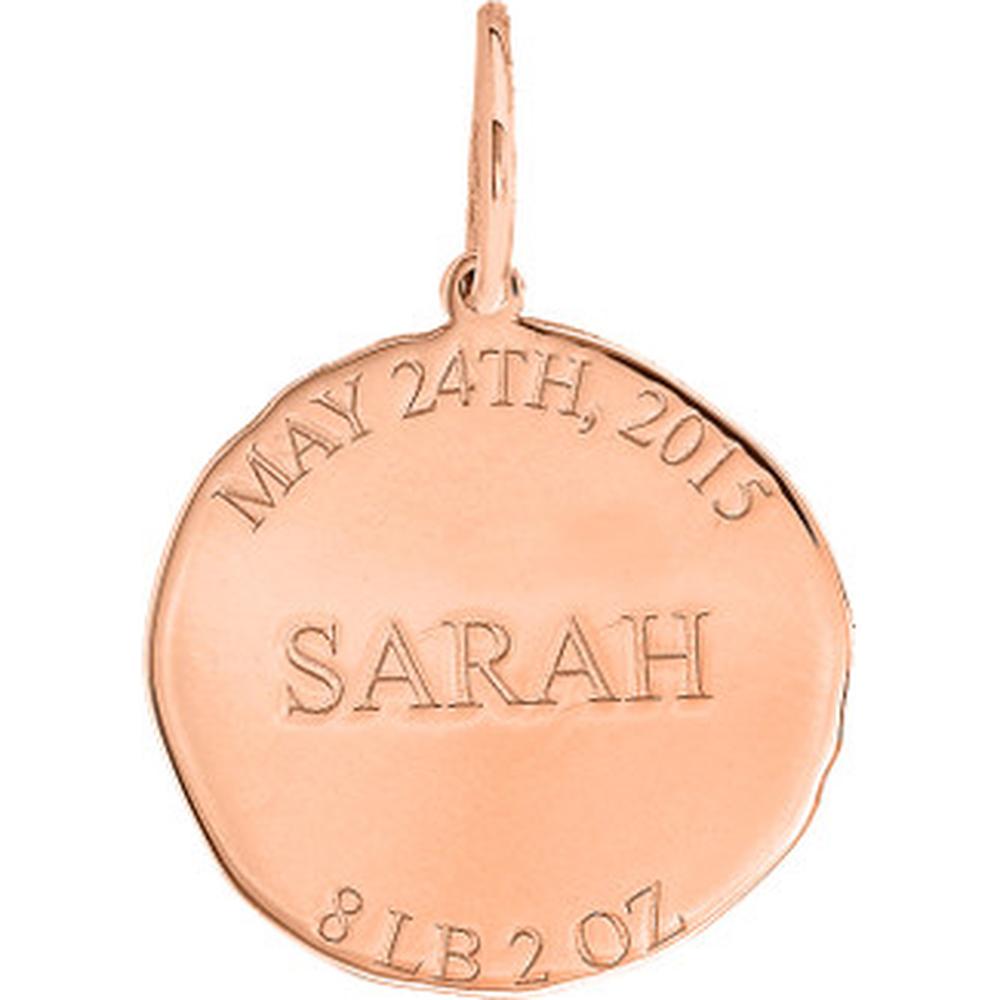 Olas d'Oro - 14K Rose Gold Organic Disk Engravable Charm  16mm
