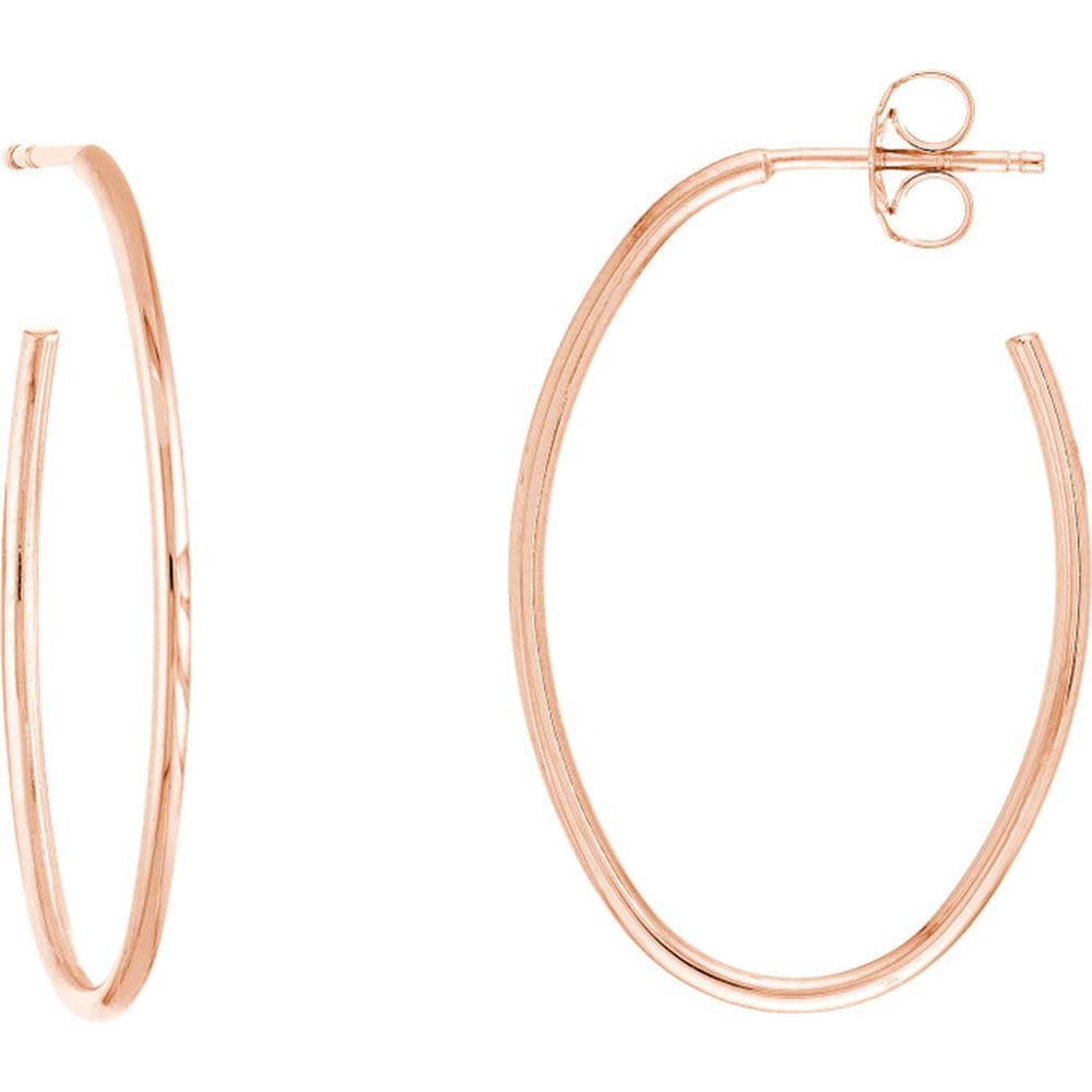 Olas d'Oro - 14K Rose Gold Oval Post Hoop Earrings - 1.45 Grams