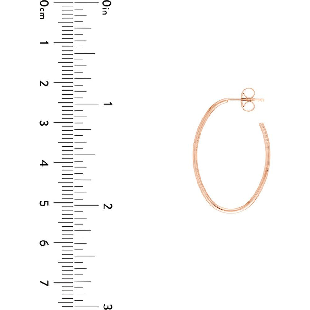 Olas d'Oro - 14K Rose Gold Oval Post Hoop Earrings - 1.45 Grams