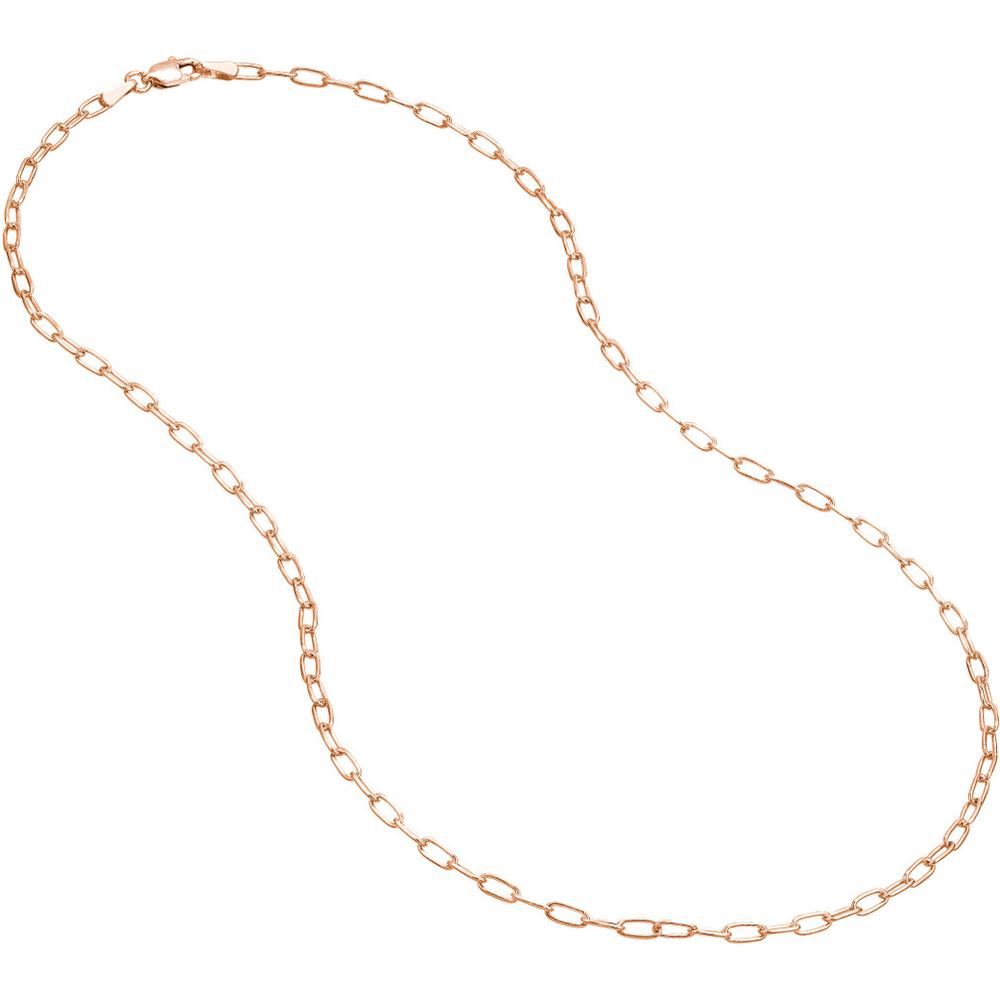 Olas d'Oro - 14K Rose Gold Paper Clip Chain Necklace - 20" with Lobster Clasp - 2.45mm Width
