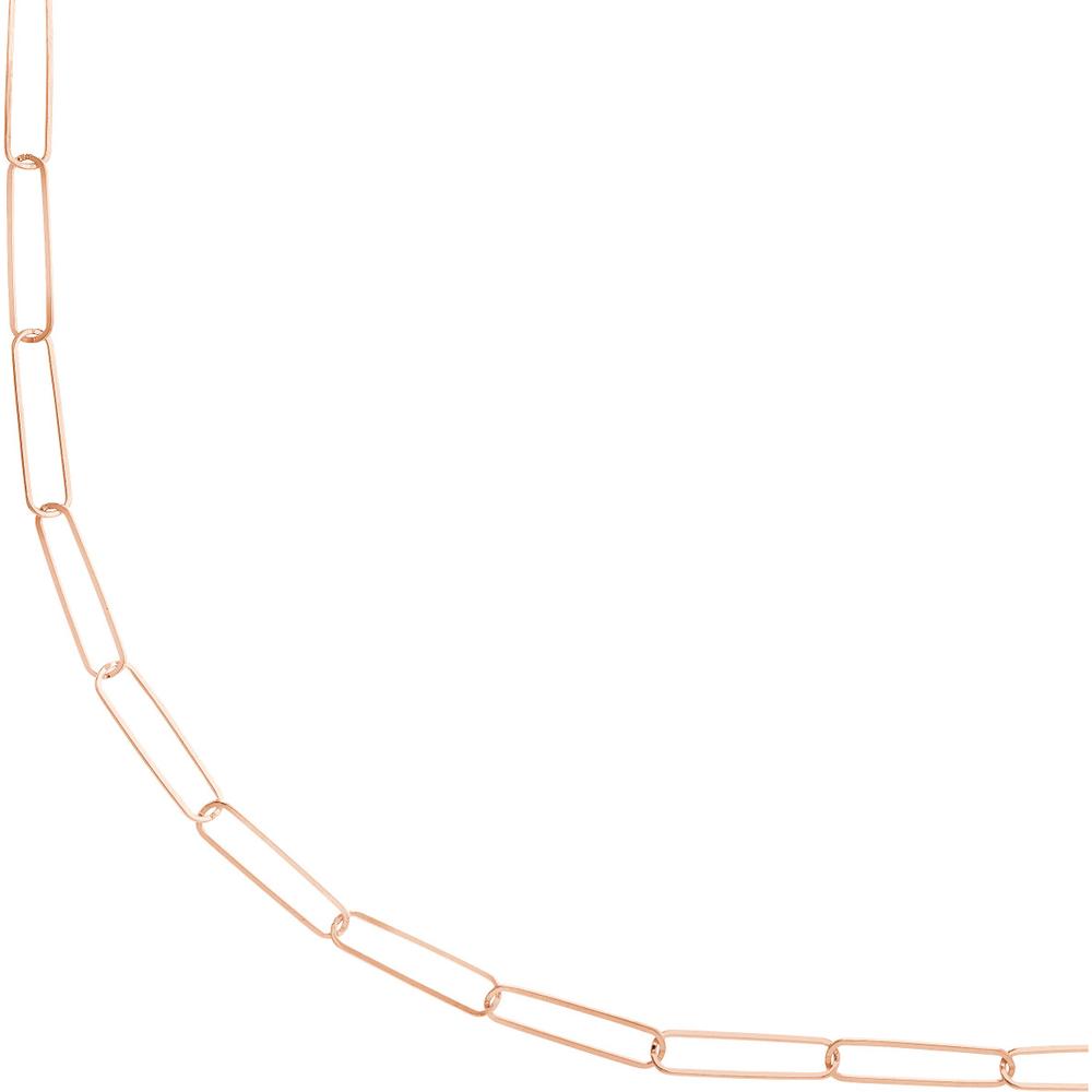 Olas d'Oro - 14K Rose Gold Paper Clip Chain Necklace with Pear Lobster Clasp 16" Length