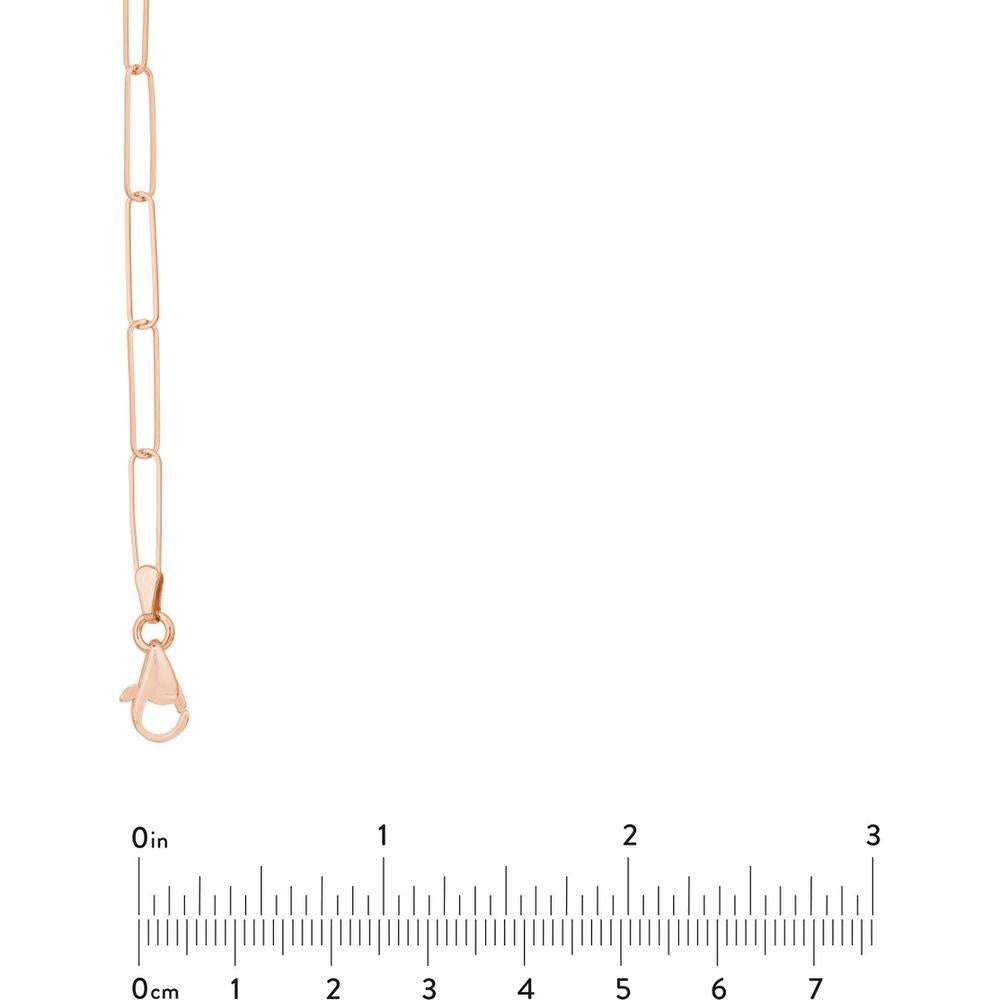 Olas d'Oro - 14K Rose Gold Paper Clip Chain Necklace with Pear Lobster Clasp 16" Length