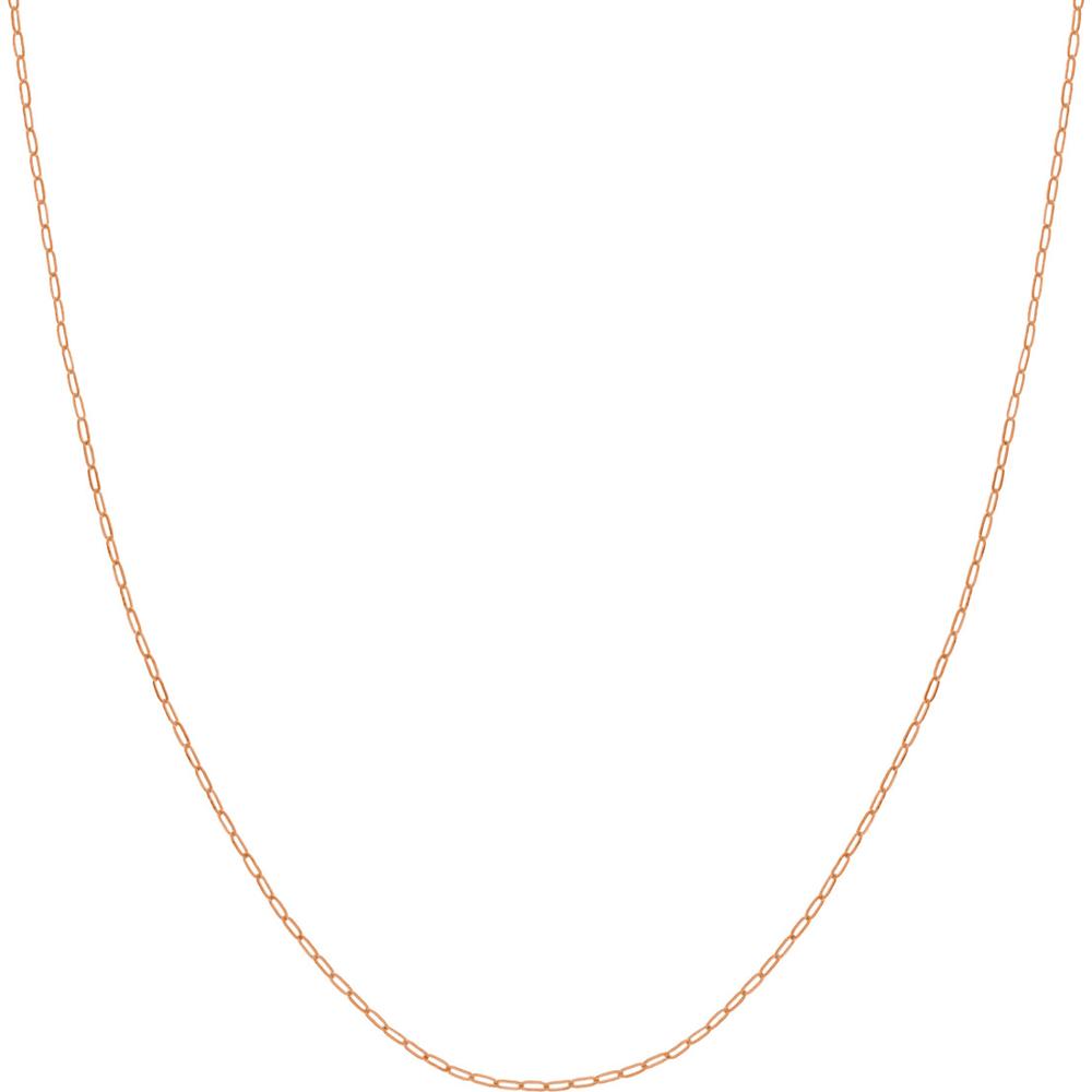 Olas d'Oro - 14K Rose Gold Paper Clip Chain Necklace with Pear Shape Lobster Lock - 18" Length