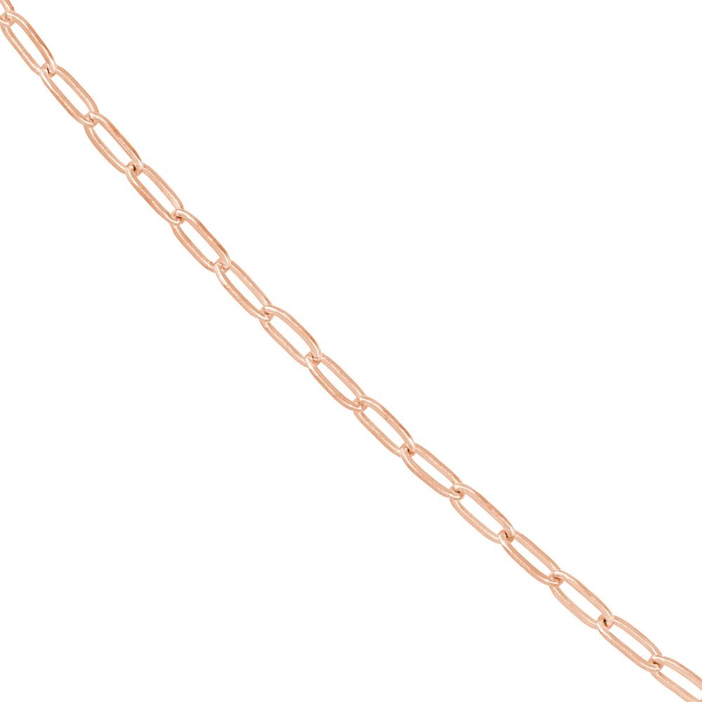 Olas d'Oro - 14K Rose Gold Paper Clip Chain Necklace with Pear Shape Lobster Lock - 18" Length