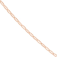 Olas d'Oro - 14K Rose Gold Paper Clip Chain Necklace with Pear Shape Lobster Lock - 24 Inches - 2.07 Grams