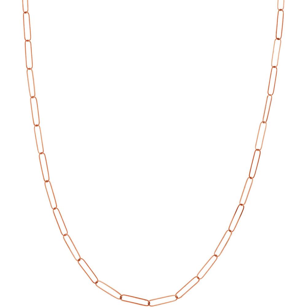 Olas d'Oro - 14K Rose Gold Paper Clip Chain Necklace with Pear Shaped Lobster Clasp 20 3.99 Grams Total Weight