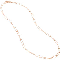 Olas d'Oro - 14K Rose Gold Paper Clip Chain Necklace with Pear Shaped Lobster Clasp 20 3.99 Grams Total Weight