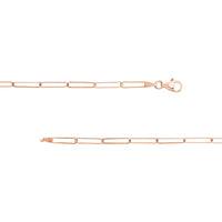 Olas d'Oro - 14K Rose Gold Paper Clip Chain Necklace with Pear Shaped Lobster Clasp 20 3.99 Grams Total Weight