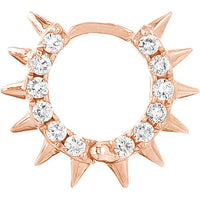 Olas d'Oro - 14K Rose Gold Pave Diamond Spiked Huggie Earrings - 0.60 Carat Total Diamond Weight