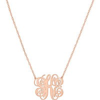 Olas d'Oro - 14K Rose Gold Personalization Small Script Monogram Necklace - 25mm Wide