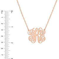 Olas d'Oro - 14K Rose Gold Personalization Small Script Monogram Necklace - 25mm Wide