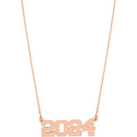 Olas d'Oro - 14K Rose Gold Personalization Small Vertical Varsity Numerals Pendant