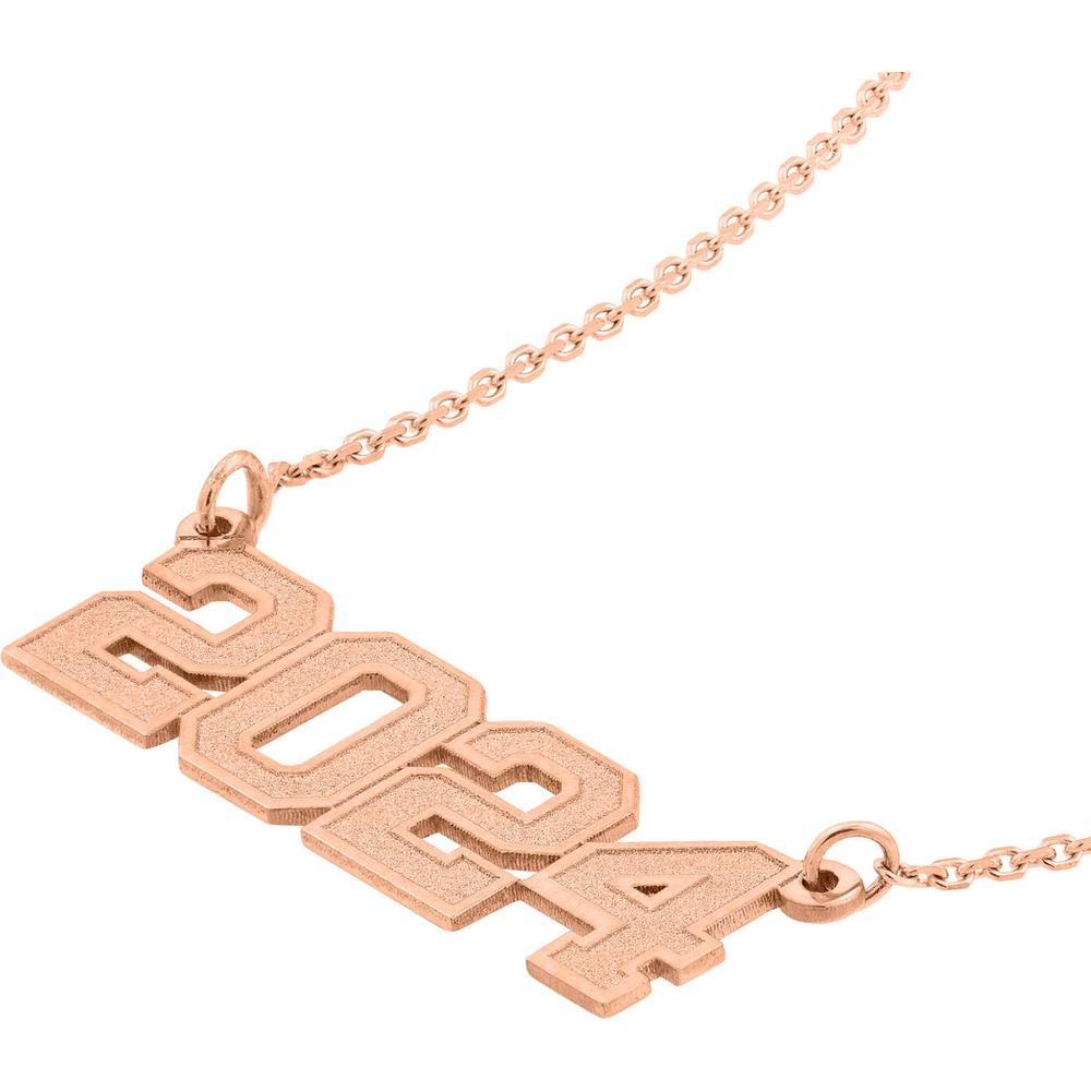 Olas d'Oro - 14K Rose Gold Personalization Small Vertical Varsity Numerals Pendant