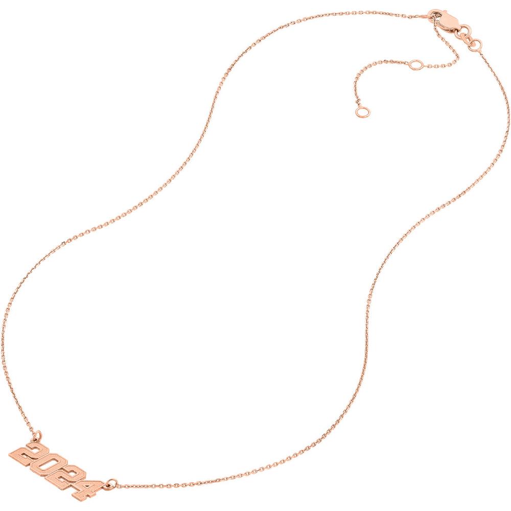 Olas d'Oro - 14K Rose Gold Personalization Small Vertical Varsity Numerals Pendant
