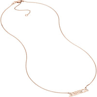Olas d'Oro - 14K Rose Gold Personalized 5mm Block Font Nameplate Necklace - Customizable Design