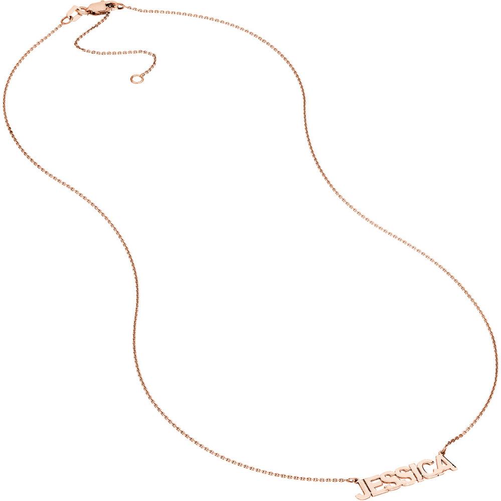 Olas d'Oro - 14K Rose Gold Personalized 5mm Block Font Nameplate Necklace - Customizable Design