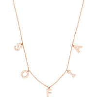 Olas d'Oro - 14K Rose Gold Personalized Block Initial Dangle Necklace - 2.20 Grams
